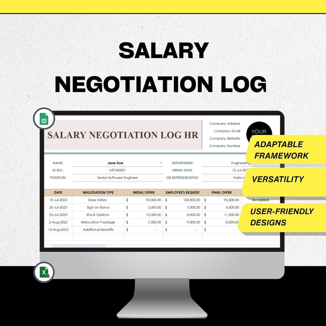 Compensation Event Tracker Salary Negotiation Log HR Template, Candidate Compensation Offer ...