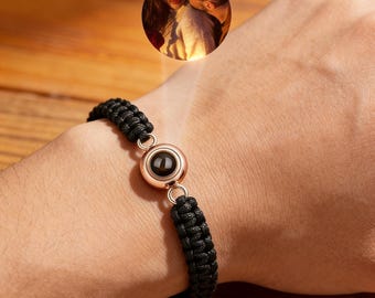 Personalisierte Fotoprojektionsarmband, benutzerdefinierte geflochtenes Seil Armband mit Bild innen, Paar Armbänder, Erinnerungsgeschenk