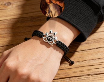 Benutzerdefinierte Fotoprojektionsarmband, geflochtenes Seilarmband, Bild im Schmuck, Paararmbänder, Gedenkgeschenk