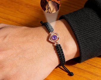 Fotoprojektions-Armband Personalisieren Sie Fotoprojektions-Perlenarmband-handgefertigte Minimalismus-Bildprojektions-Charm-Armband-Geschenk für Sie ihn