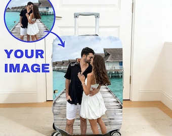 Funda para maleta con foto personalizada, funda para maleta personalizada para equipaje de viaje de 18 a 32 pulgadas, protector elástico para equipaje, accesorio de viaje