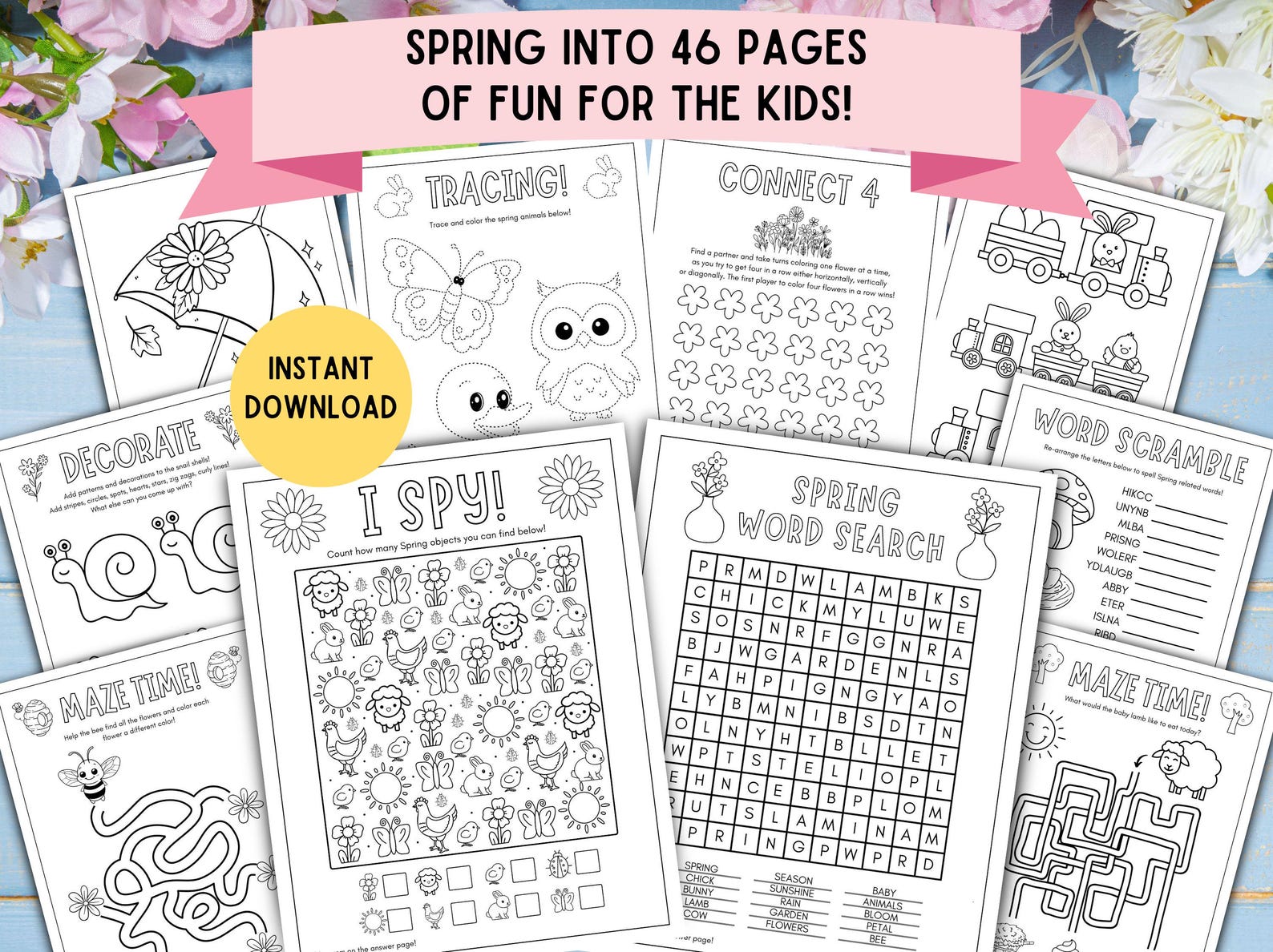 Kids Spring Activity Book! PRINTABLE Kids Spring Activity Pack, Kids ...