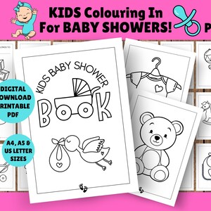 Baby shower pour enfants à colorier en pages - bambin - enfants - livre de coloriage - livre d'activités - téléchargement numérique instantané - PDF imprimable.