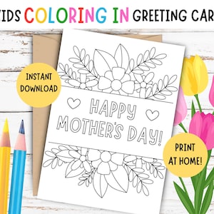 Kinder Muttertags Malkarte - DRUCKBARE Kinder Muttertagskarte - Kinder DIY Muttertags Grußkarte - Muttertags Malkarte