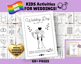 ¡Actividades para niños sobre la boda de parejas del mismo sexo (LGBTQ+)! Paquete de actividades para niños. Descarga digital en PDF, imprimible.