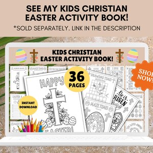 Christelijke activiteitenplacemat voor Pasen! AFDRUKBARE religieuze paasactiviteitenpagina voor kinderen, paasplacemat, paaswerkblad, hij is opgestaan-activiteit afbeelding 7