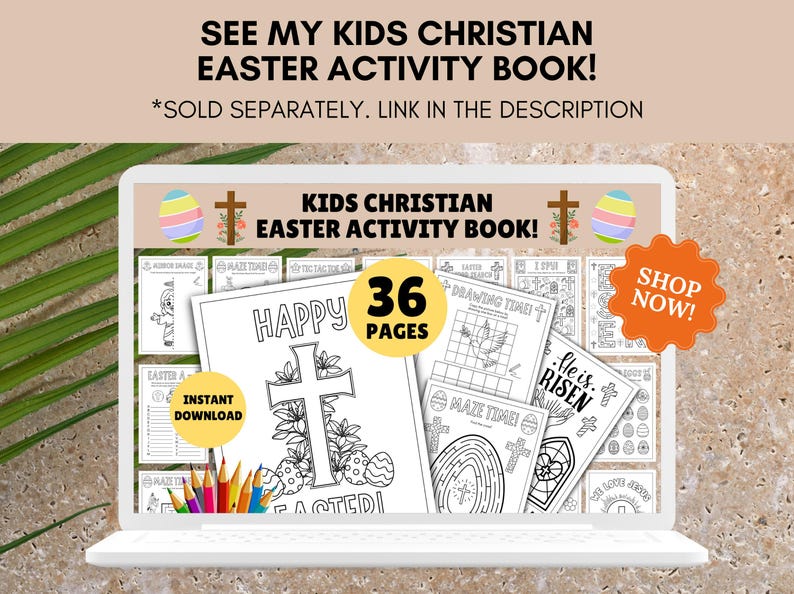 Christelijke activiteitenplacemat voor Pasen! AFDRUKBARE religieuze paasactiviteitenpagina voor kinderen, paasplacemat, paaswerkblad, hij is opgestaan-activiteit afbeelding 7
