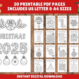 20 Pages - Christmas Mazes for Kids - Printable Mazes - Christmas Theme - Kids Mazes, Christmas Activities - Instant Digital PDF Download image 6