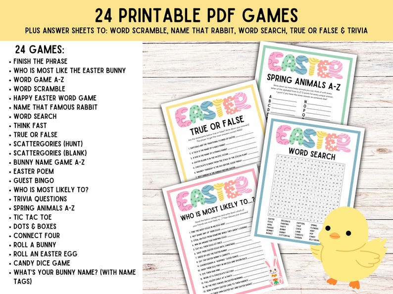 24 x Easter Games Bundle! PRINTABLE Easter Games Activity Bundle, Easter Activities, Easter Party Games, Classroom Games, Kids Family Games image 4