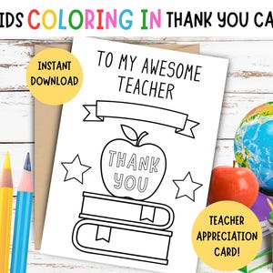Cartão de agradecimento aos professores para colorir para crianças! Cartão de agradecimento para crianças para imprimir para professores, cartão de agradecimento, para o meu incrível professor, obrigado.