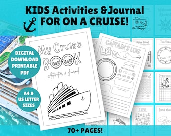 70+ Pages of Kids Cruise Activities & Cruise Journal! Printable PDF Digital Download - Games, Activity Book, Coloring Pages, Mazes