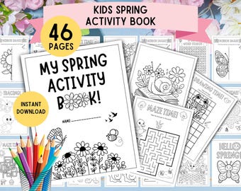 Voorjaarsactiviteitenboek voor kinderen! AFDRUKBAAR lenteactiviteitenpakket voor kinderen, lenteactiviteiten voor kinderen, activiteitenpagina's, lenteactiviteitenbundel