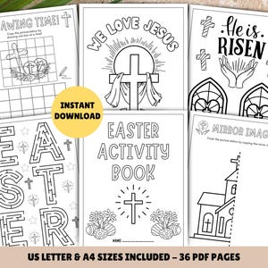 36 pagine - Libro di attività religiose pasquali per bambini! Attività pasquali cristiane per bambini STAMPABILI, scuola domenicale, Bibbia, attività in chiesa immagine 4