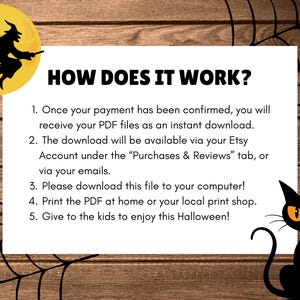 Halloween aktivitetsmatta för barn - Halloween bordsunderlägg - UTSKRIVBAR PDF - Direkt digital nedladdning - Målarbilder, spel, sött läskigt tema bild 5