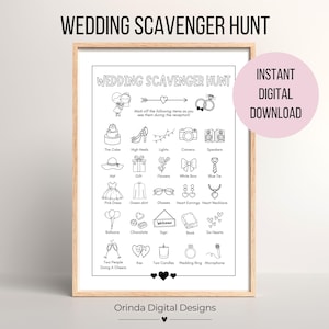 Kids Wedding Scavenger Hunt - Printable PDF Instant Digital Download - Kids Activities, Wedding Games, Children Coloring In Activity