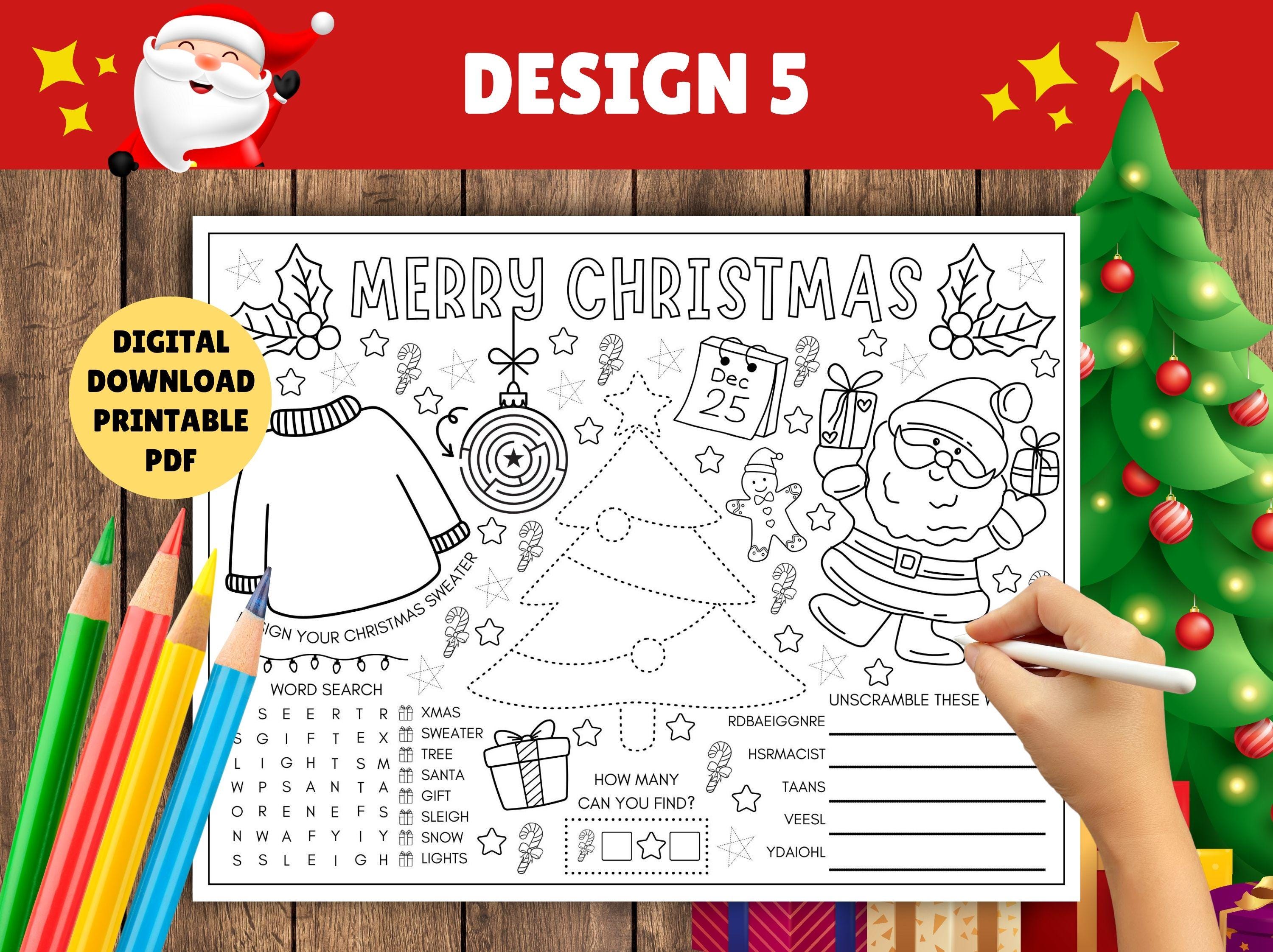 5 Christmas Activity Mats for Kids - PRINTABLE Bundle of Christmas ...
