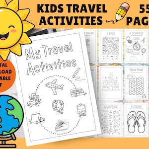 Activités de voyage pour les enfants ! PDF imprimable, téléchargement numérique immédiat - lot de livres d'activités, pages à colorier, labyrinthes, jeux de voyage pour enfants