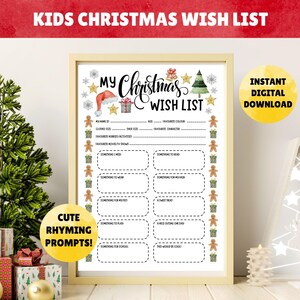 Kinder Weihnachtswunschliste - DRUCKBARE PDF Download - Kinder Weihnachtsgeschenk Liste - Weihnachtsgeschenk Ideen - Weihnachtsgeschenk Liste - Nikolaus Liste