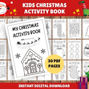 30 pages - Cahier d'activités de Noël ! Activités de Noël à imprimer pour les enfants - Pack de livres d'activités de Noël - Jeux de Noël pour enfants