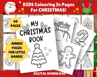 40 Pages - Jumbo Christmas Coloring Pages for Little Hands - Printable Christmas Colouring In for Young Children Toddlers - Digital Download