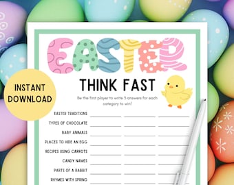 Ostern Denk schnell Spiel! DRUCKBARE Osterspiel, Osteraktivität, Osterpartyspiel, Klassenzimmer, Kinder, Jugendliche, Familienspiel, Ostern, denkt schnell