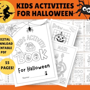 Halloween Activities for Kids - Printable PDF - Instant Digital Download - Halloween Activity Bundle - Coloring In, Games, Cute Spooky Theme