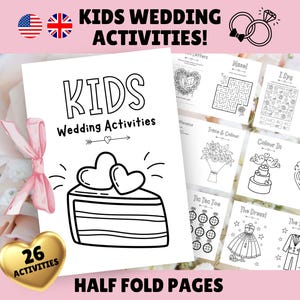 PIEGATO A MEZZA - Libro di attività per matrimoni per bambini - Pagine da colorare per bambini - DOWNLOAD digitale - PDF stampabile - Libretto di attività - Confezione