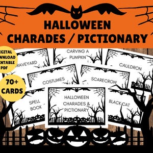 Halloween Charades & Pictionary Printable Cards - Halloween Printables - Halloween Games - Halloween Kids Games - Instant Digital Download