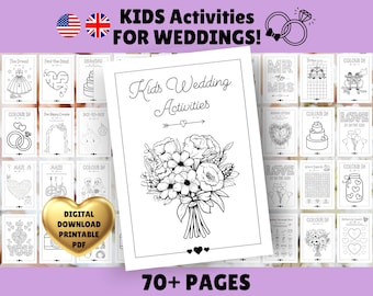 Kinder-Hochzeits-Aktivitäts-Bundle - Digitaler Download - Spiele, Färbung Ausmalen, Aktivitätsbuch-Paket, DRUCKBARE PDF - Kinder, Zeichnung, Labyrinthe