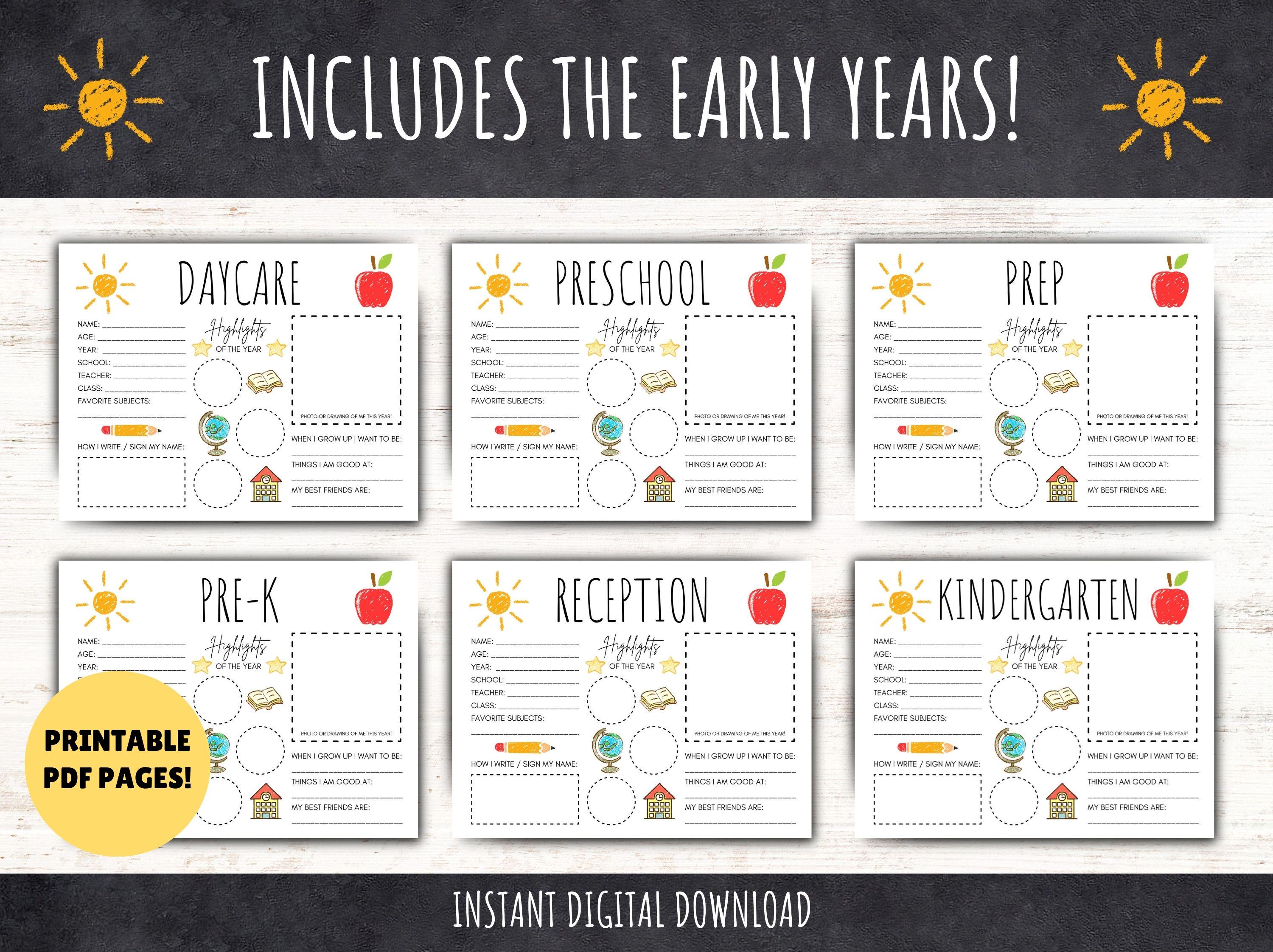 School Year Memory Pages - PRINTABLE PDF - Memory Box File Covers ...