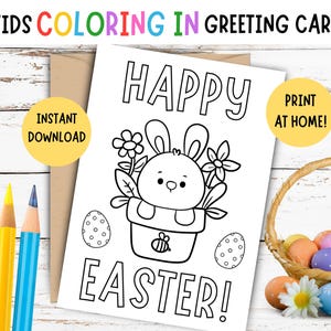 Carte de Pâques à colorier pour les enfants ! Carte de Pâques à imprimer pour les enfants, « Joyeuses Pâques ! Carte de Pâques bricolage pour enfants, carte à colorier de Pâques pour enfants, 5 x 7 pouces