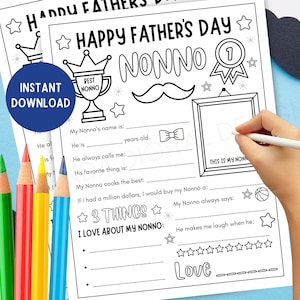 Nonno - Alles Gute zum Vatertag! Alles über My Nonno, Aktivitäten PDF Seite - Druckbare Aktivität zum Vatertag - DIY Malkarte für Nonno