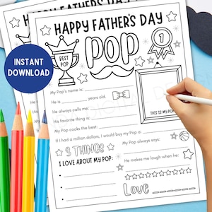 Pop - Joyeuse fête des pères ! Imprimable Tout sur ma pop, activité PDF page - activité imprimable pour la fête des pères - carte à colorier bricolage pour la fête des pères