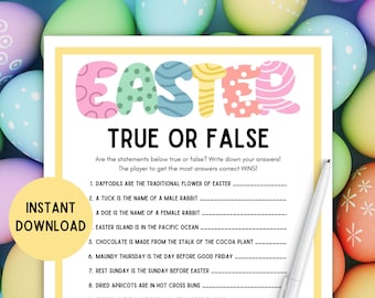 Easter True or False Game! PRINTABLE Easter Game, Easter Trivia, Easter Activity, Easter Party Game, Classroom Activity, Kids, Family Game