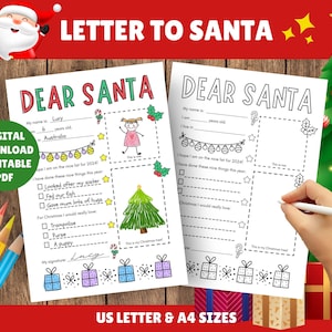 Carta a Papá Noel - PDF imprimible - Descarga digital instantánea - Querido Papá Noel