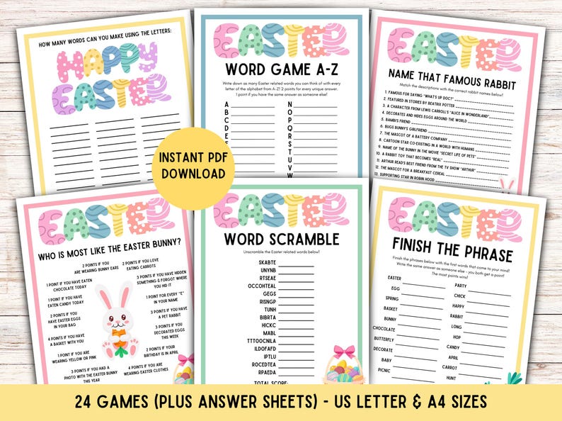 24 X Easter Games Bundle! PRINTABLE Easter Games Activity Bundle ...