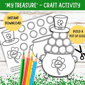Min skattpysselaktivitet! UTSKRIVBAR St. Patrick's Day Min skatt, bygg en kruka med guldaktivitet - St Patricks Day klassrumsarbetsblad
