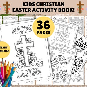 36 x Pages - Kids Religious Easter Activity Book! PRINTABLE Kids Christian Easter Activities, Sunday School, Bible, Church Activities