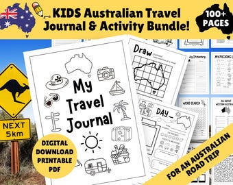 AUSTRALIAN Kids Travel Journal Bundle & Activity Book - A4 Size - Caravan Diary - Instant DIGITAL Download - PDF Printable - Kids Activities