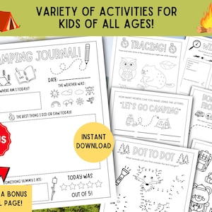 Kids Camping Activity Book PLUS Camping Journal Page! PRINTABLE PDF Digital Download, Kids Camping Activity Pack, Kids Camping Activities image 5