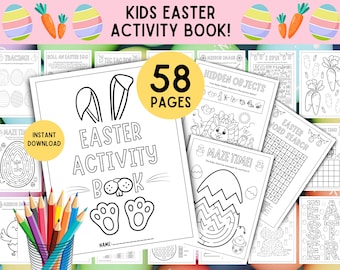58 Pages - Kids MEGA Easter Activity Book! PRINTABLE Easter Kids Bundle, Easter Activity Sheets, Easter Activity Pack, Kids Easter