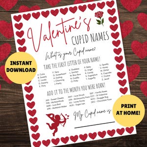What&#39;s Your Cupid Name? PRINTABLE Valentine&#39;s Day Game - Cupid Names - Valentine&#39;s Day Activity - Valentine Cupid Game - INSTANT DOWNLOAD
