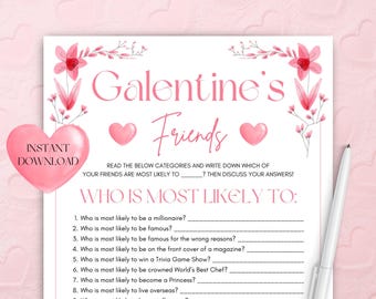 Who is Most Likely To... Galentine's Game! PRINTABLE Galentine's Party Game - "Who is the Most Likely Friend" - Friends, Girls, Teens Party
