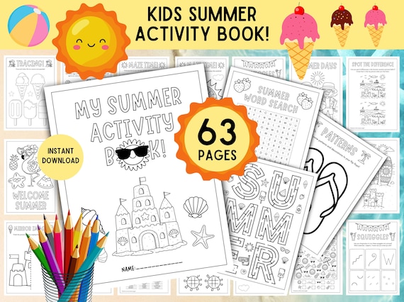 Kids Summer Activity Book PLUS Summer Journal Pages! PRINTABLE Kids Summer Activity Pack, Instant Digital Download, Summer Activity Bundle