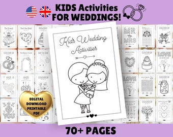 Paquete de actividades para bodas infantiles - Descarga digital - Juegos, colorear, libro de actividades, PDF imprimible - Niños, dibujo, laberintos