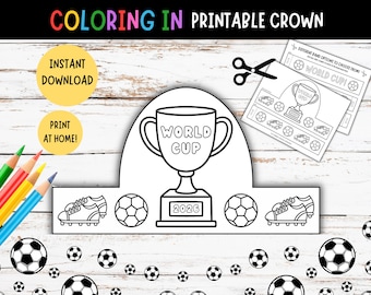 Papieren kroon WK voor kinderen! AFDRUKBARE DIY Soccer Craft (digitale pdf-download)