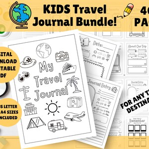 Diario de viaje para niños - Diario de viaje infantil, planificador de vacaciones - DESCARGA DIGITAL - PDF imprimible - Tamaños Carta y A4
