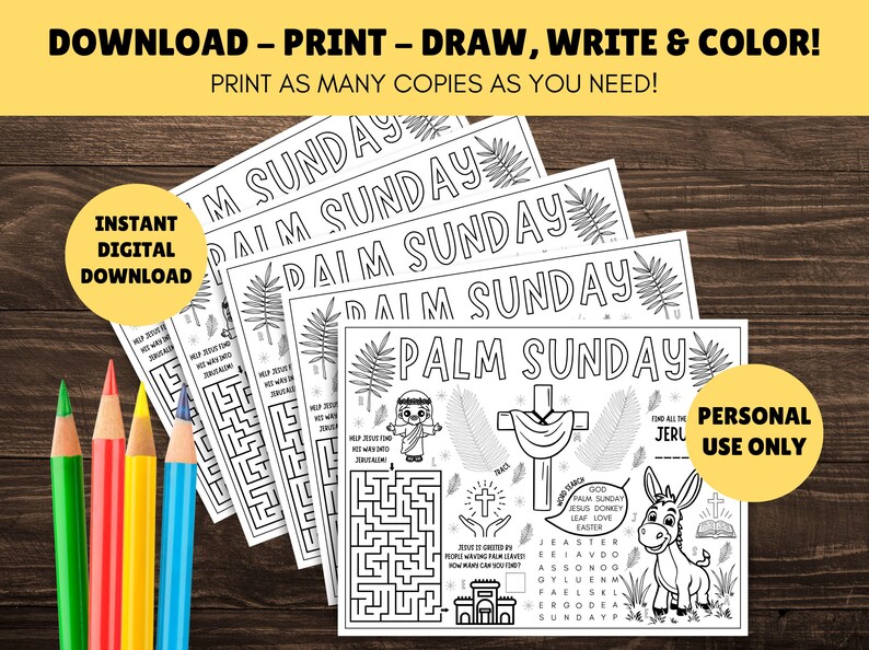 3 X Kids Holy Week Activity Placemats - PRINTABLE Kids Lent Placemat ...