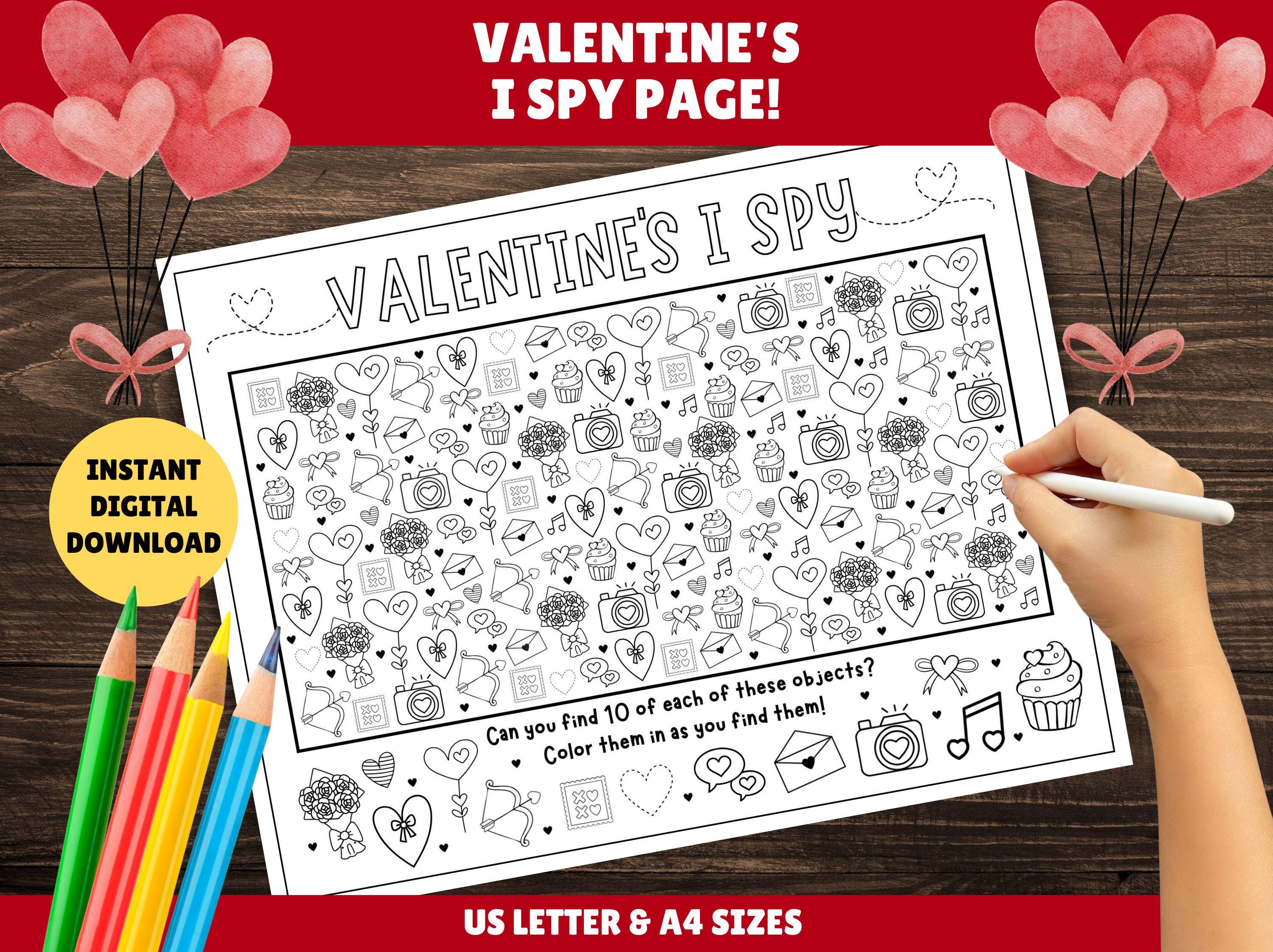 Valentine's Day I Spy Page - PRINTABLE Valentine's Kids Activities ...
