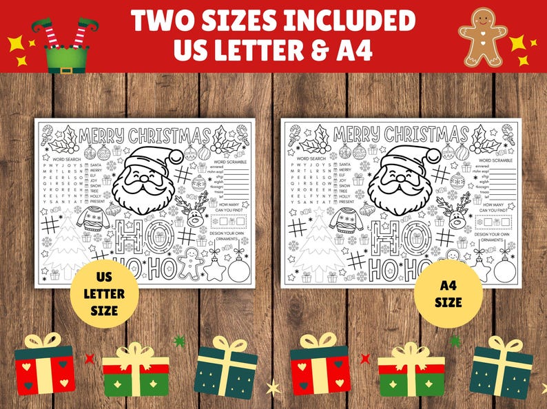 5 Christmas Activity Mats for Kids - PRINTABLE Bundle of Christmas ...